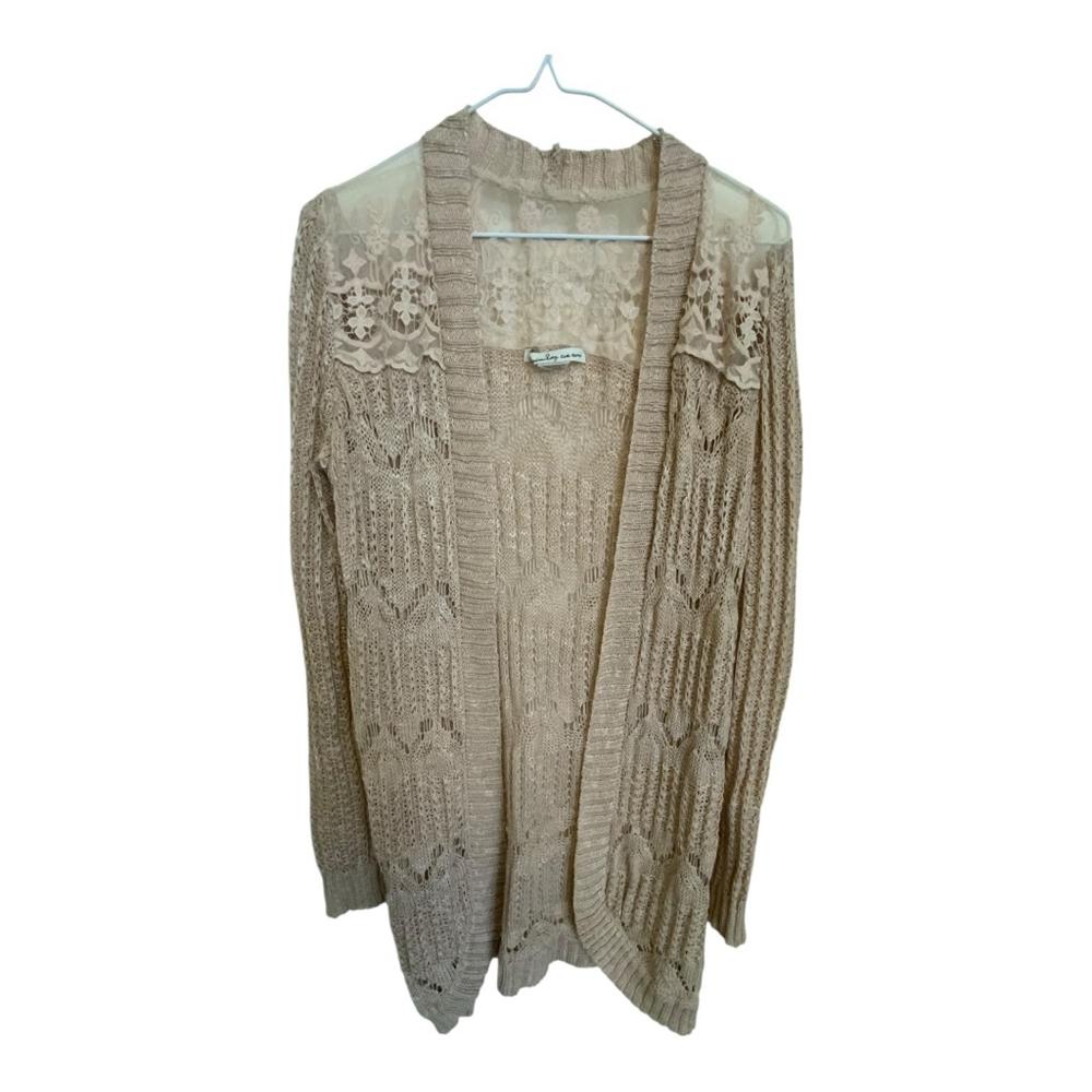 American Rag Beige Lace Knit Cardigan Small